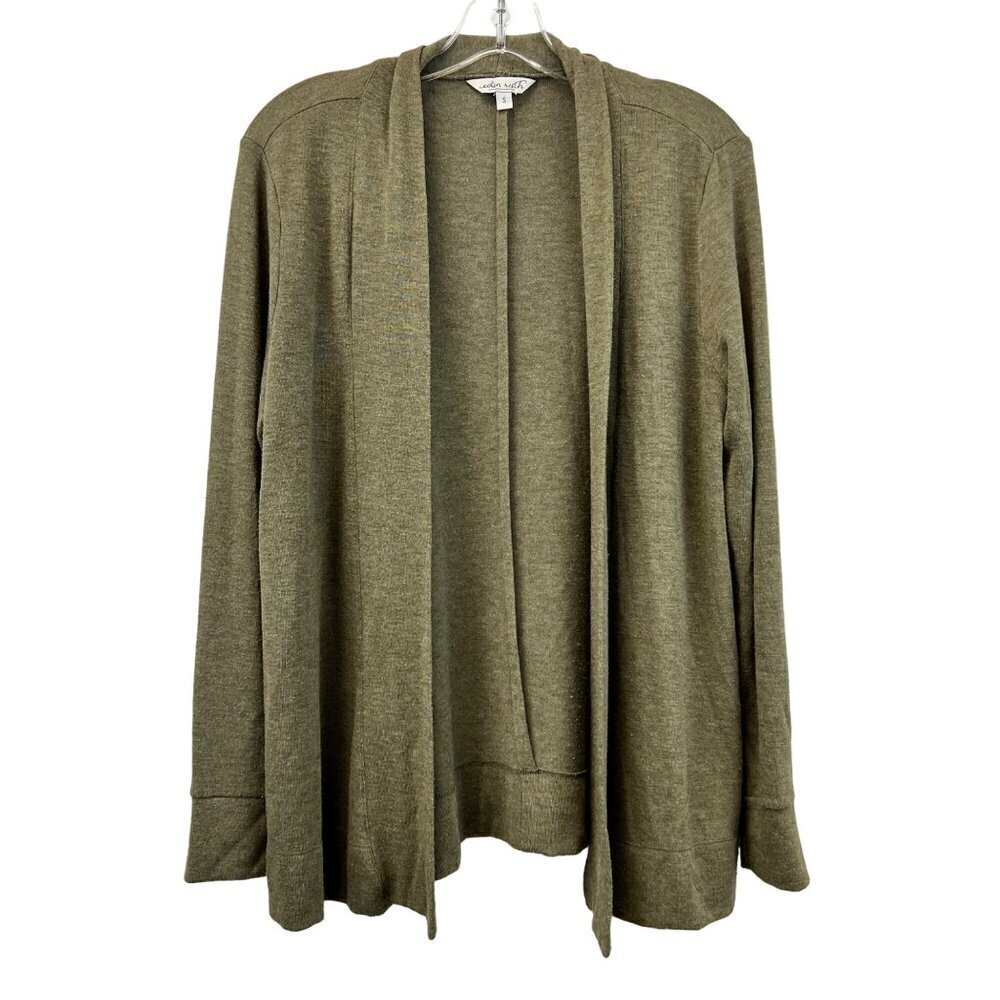 Eden Ruth Womens Long Sleeve Open Front Collared Cardigan Green Small